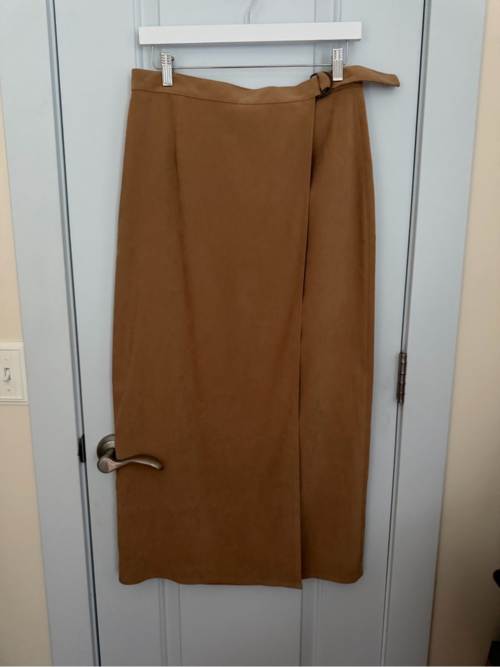 Talbots Camel Wrap-Front Midi Skirt